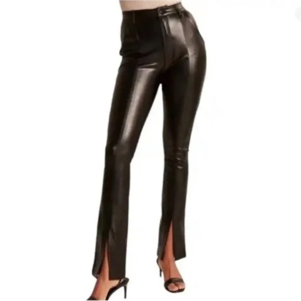 Abercrombie & Fitch Black Leather Flare Pants